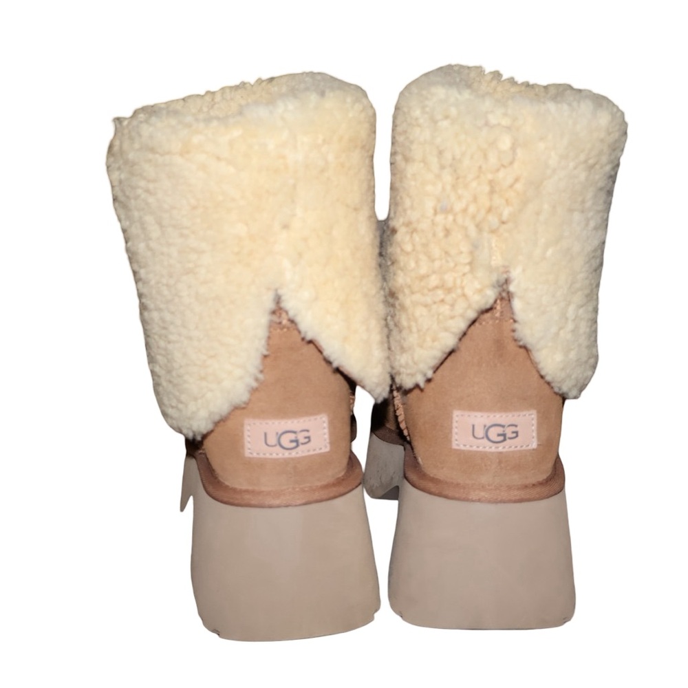 UGG Women's Classic New Heights Cuffable Suede Boots in chestnut size 11. - Picture 12 of 13